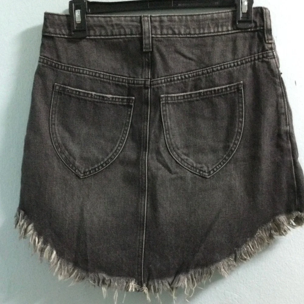FREE PEOPLE FRINGE/FRAYED DENIM SKIRT - Picture 3 of 3